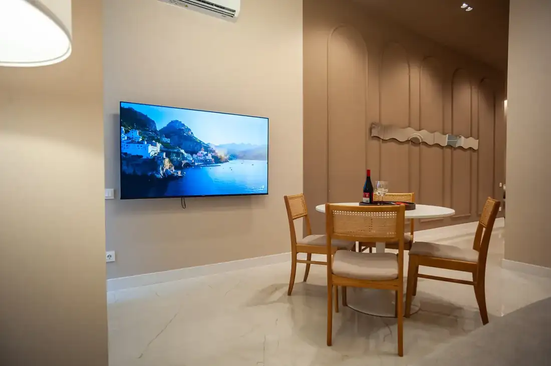 Television and dining table