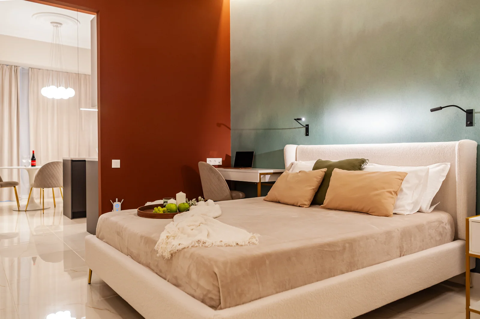 Bedroom by the terracotta wall