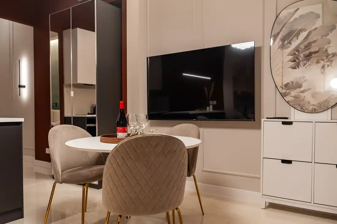 Living area in the Oasis apartments
