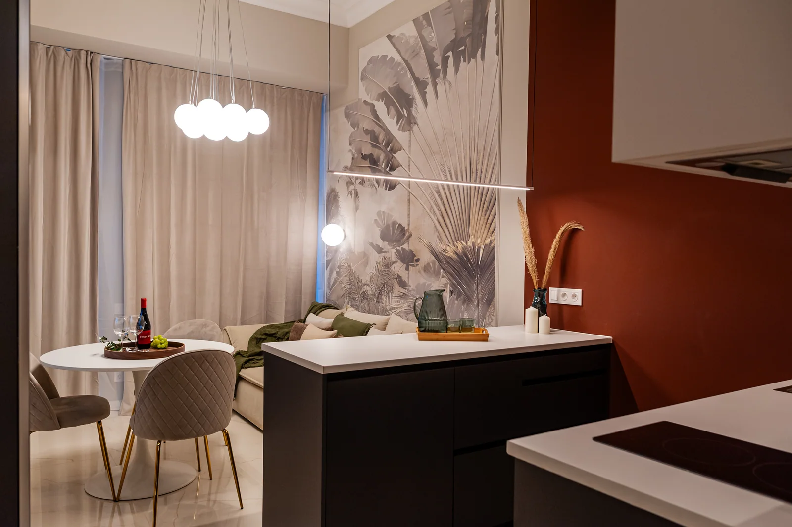 Kitchen island and lounge